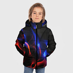 Куртка зимняя для мальчика Красное и синие свечение от черных плит, цвет: 3D-красный — фото 2
