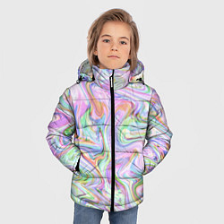 Куртка зимняя для мальчика Абстрактные розовые волны, цвет: 3D-черный — фото 2
