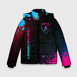 Зимняя куртка для мальчика Lamborghini - neon gradient: надпись, символ