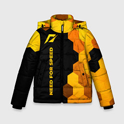 Куртка зимняя для мальчика Need for Speed - gold gradient: по-вертикали, цвет: 3D-черный