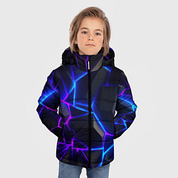 Куртка зимняя для мальчика Неоновые фиолетовые и синие плиты, цвет: 3D-светло-серый — фото 2
