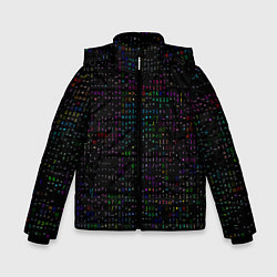 Куртка зимняя для мальчика Черный текстовой паттерн, цвет: 3D-черный
