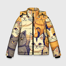 Куртка зимняя для мальчика Кошачий принт от нейросети, цвет: 3D-светло-серый