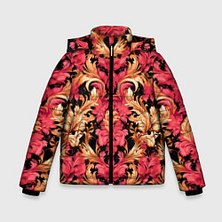Куртка зимняя для мальчика Розовые узоры, цвет: 3D-черный