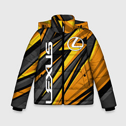 Куртка зимняя для мальчика Лексус - желтая спортивная абстракция, цвет: 3D-черный