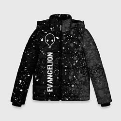 Куртка зимняя для мальчика Evangelion glitch на темном фоне: по-вертикали, цвет: 3D-черный