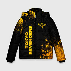 Куртка зимняя для мальчика Tokyo Revengers - gold gradient: надпись, символ, цвет: 3D-черный
