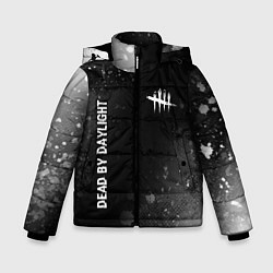 Зимняя куртка для мальчика Dead by Daylight glitch на темном фоне: надпись, с
