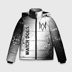 Куртка зимняя для мальчика Watch Dogs glitch на светлом фоне: надпись, символ, цвет: 3D-черный