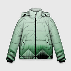 Куртка зимняя для мальчика Зеленый градиент с ромбами, цвет: 3D-черный