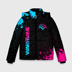 Куртка зимняя для мальчика Warframe - neon gradient: надпись, символ, цвет: 3D-черный