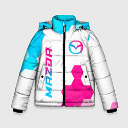 Зимняя куртка для мальчика Mazda neon gradient style: надпись, символ