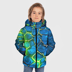Куртка зимняя для мальчика Green blue neon, цвет: 3D-черный — фото 2