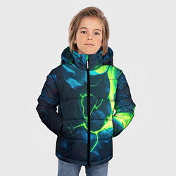 Куртка зимняя для мальчика Неоновый зеленый разлом плит, цвет: 3D-красный — фото 2