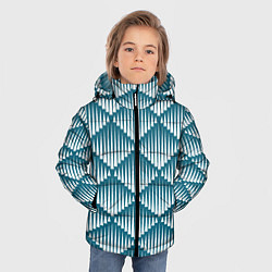 Куртка зимняя для мальчика Большие синие вдавленные ромбы, цвет: 3D-светло-серый — фото 2
