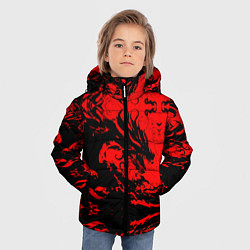 Куртка зимняя для мальчика Черный дракон на красном небе, цвет: 3D-красный — фото 2