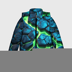 Куртка зимняя для мальчика Разломленные зеленые плиты, цвет: 3D-красный