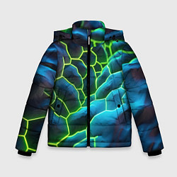 Куртка зимняя для мальчика Зеленые текстурные плиты, цвет: 3D-светло-серый