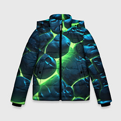 Зимняя куртка для мальчика Разлом зеленых плит с неоном