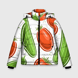 Куртка зимняя для мальчика Помидоры и огурцы, цвет: 3D-красный