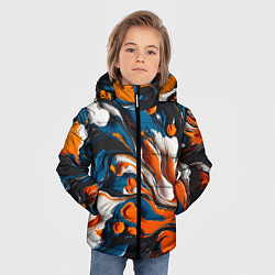 Куртка зимняя для мальчика Акриловые краски - оранжевые, цвет: 3D-черный — фото 2