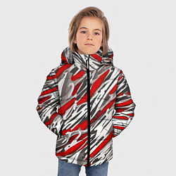 Куртка зимняя для мальчика Красные полосы за субстанцией, цвет: 3D-красный — фото 2