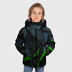 Куртка зимняя для мальчика Черные и зеленые плиты, цвет: 3D-светло-серый — фото 2