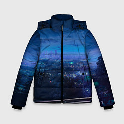 Куртка зимняя для мальчика Синий город, цвет: 3D-светло-серый