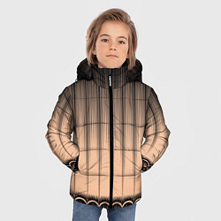 Куртка зимняя для мальчика Персиковый полосатый градиент, цвет: 3D-черный — фото 2