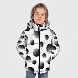 Куртка зимняя для мальчика Черные полосатые шары на белом, цвет: 3D-светло-серый — фото 2