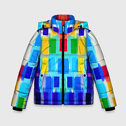 Куртка зимняя для мальчика Colorful strips - pop art - vogue, цвет: 3D-черный