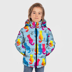 Куртка зимняя для мальчика Коты звездные и веточки, цвет: 3D-красный — фото 2
