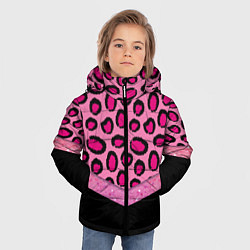 Куртка зимняя для мальчика Розовый леопард и блестки принт, цвет: 3D-красный — фото 2