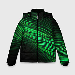 Куртка зимняя для мальчика Green neon lines, цвет: 3D-черный