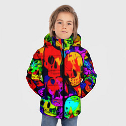 Куртка зимняя для мальчика Паттерн из черепов - поп-арт - мода, цвет: 3D-черный — фото 2