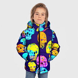 Куртка зимняя для мальчика Паттерн из черепов - поп-арт - иллюзия, цвет: 3D-красный — фото 2