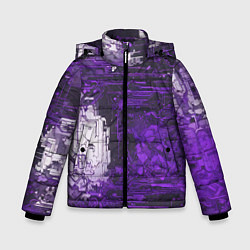 Куртка зимняя для мальчика Киберпанк заражение фиолетовое, цвет: 3D-светло-серый