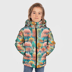 Куртка зимняя для мальчика Деревья разноцветные узор, цвет: 3D-красный — фото 2