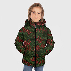 Куртка зимняя для мальчика Рябиновые ветки - паттерн, цвет: 3D-черный — фото 2