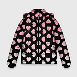 Куртка зимняя для мальчика Розовые сердечки на чёрном, цвет: 3D-черный