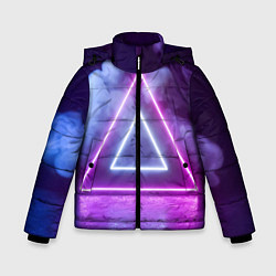 Куртка зимняя для мальчика Неоновый треугольник в неоновом дыму, цвет: 3D-черный