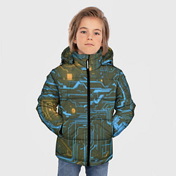 Куртка зимняя для мальчика Кибер схемы Синий и жёлтый, цвет: 3D-черный — фото 2