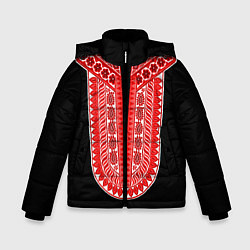 Куртка зимняя для мальчика Красный орнамент в руском стиле, цвет: 3D-красный