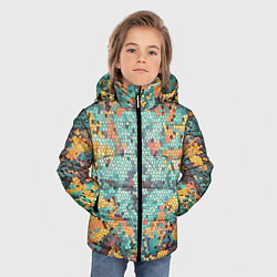 Куртка зимняя для мальчика Яркий мозаичный узор, цвет: 3D-красный — фото 2