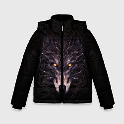 Куртка зимняя для мальчика Волк в кромешной темноте, цвет: 3D-светло-серый