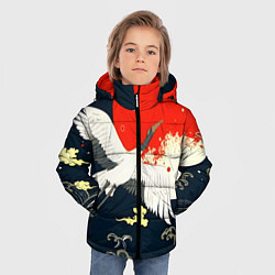 Куртка зимняя для мальчика Кимоно с японскими журавлями, цвет: 3D-светло-серый — фото 2