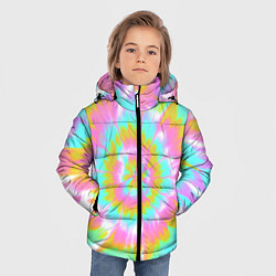 Куртка зимняя для мальчика Tie-Dye кислотный в стиле барби, цвет: 3D-черный — фото 2