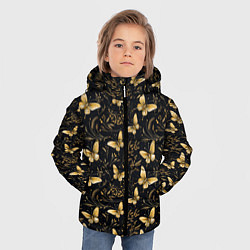 Куртка зимняя для мальчика Золотые бабочки на черном фоне, цвет: 3D-черный — фото 2