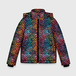 Куртка зимняя для мальчика Разноцветная чешуя дракона, цвет: 3D-красный