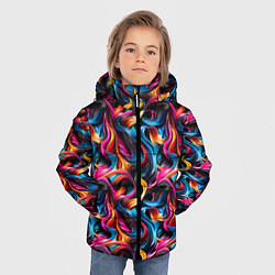 Куртка зимняя для мальчика Неоновые ленты узор, цвет: 3D-светло-серый — фото 2